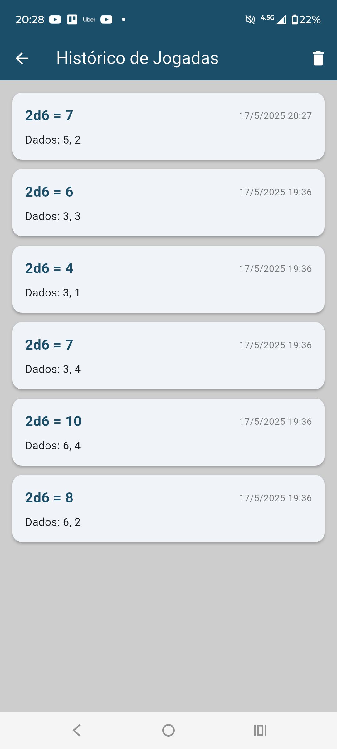 Histórico de Jogadas